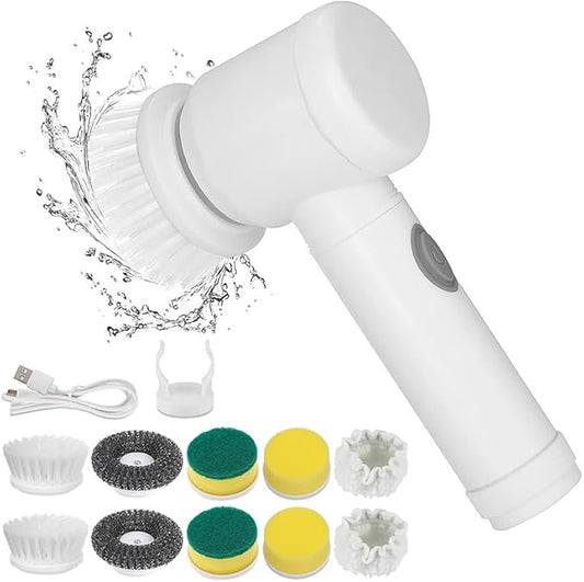 Electric Spin Scrubber with 5 Replaceable Brush Heads and Adjustable Speeds Rechargeable Electric Cleaning Brush for Kitchen, Bathroom, Sink, Floor, and Bathtub