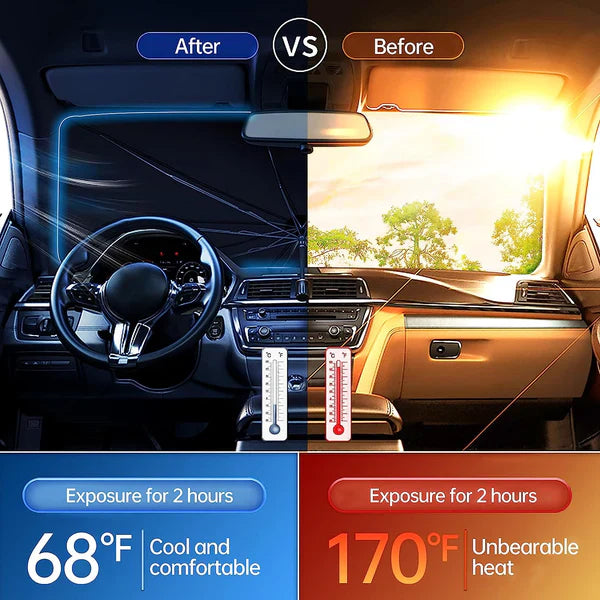 Foldable Car Windshield Sunshade Umbrella, UV Ray Block Sun Heat Protection, Front Window Cover Foldable Sunshade Umbrella