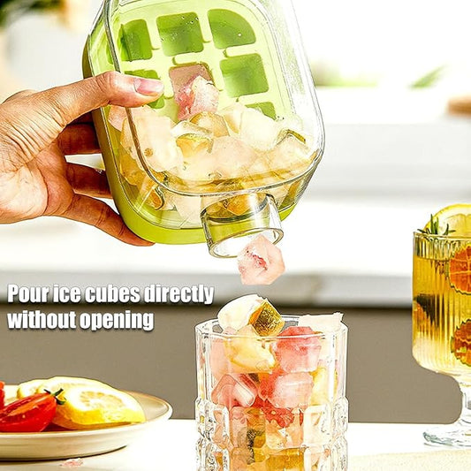 2 in 1 Creative Water Bottle Ice Cube Tray - integrates ice making and water storage, suitable for school, office, fitness, outdoor, camping (Green 800ML)