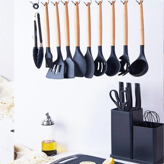 Premium 19pcs Kitchen Utensils Set: Professional & Stylish Chef Tools. Ideal Wedding Gift for Home Chefs. BPA-Free, Non-toxic Silicone Kitchenware to Modernize Your Kitchen