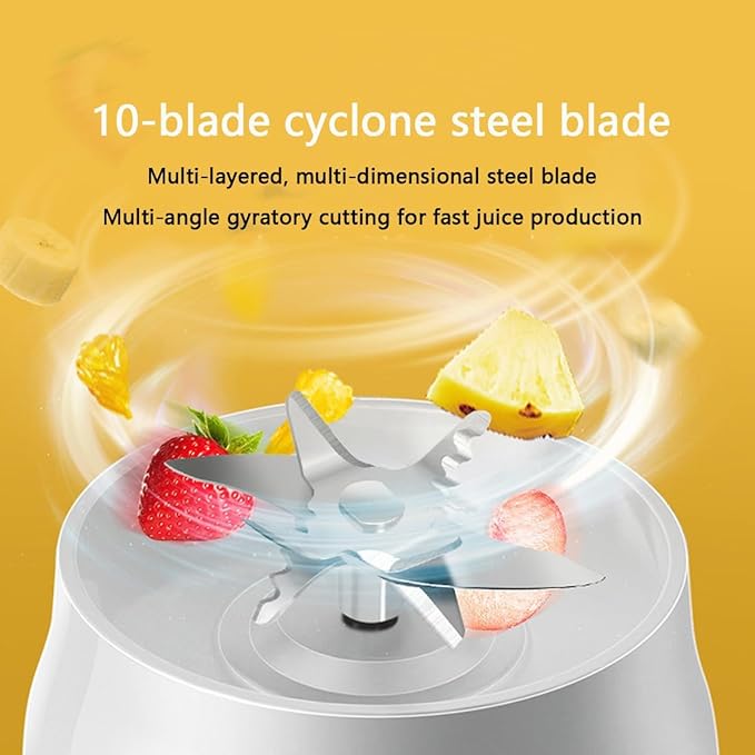 Portable Blender, Personal Blender with 10 Blades, Cordless Mini Blender for Travel, Sports and Home, 500ml