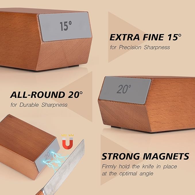 Rolling Knife Sharpener Kit, Kitchen Knife Sharpener Set, Knife Sharpening Tools, 15 & 20 Degree Sharpening for Kitchen Knives, Diamond and Ceramic Discs, Leather Strop, Polishing Compound