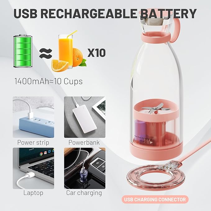 380ml Portable Electric Fresh Juice Blender Cup Built-in Battery Wireless Charging Outdoor Mini Fresh Fruit Juicing Machine