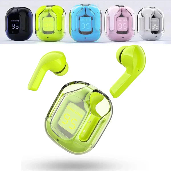 T6 Wireless Earbuds, Bluetooth Headphones with ENC Noise Canceling Translucent Earphones, HiFi Dual Stereo Microphone Mini in-Ear Earbuds with Charging Case and LED Digital Display