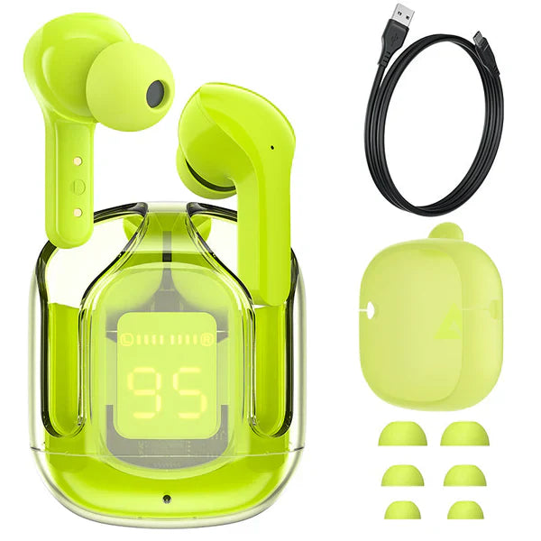 T6 Wireless Earbuds, Bluetooth Headphones with ENC Noise Canceling Translucent Earphones, HiFi Dual Stereo Microphone Mini in-Ear Earbuds with Charging Case and LED Digital Display