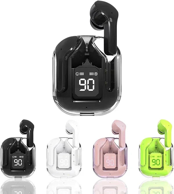 T6 Wireless Earbuds, Bluetooth Headphones with ENC Noise Canceling Translucent Earphones, HiFi Dual Stereo Microphone Mini in-Ear Earbuds with Charging Case and LED Digital Display